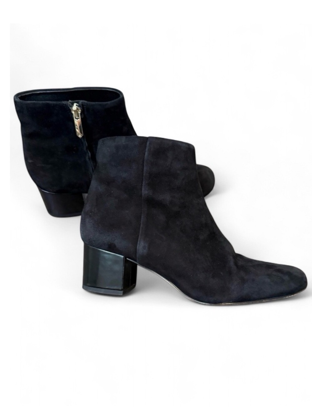 Sam Edelman Edith Black Suede Leather Block Heel Boots 7.5 Capsule Wardrobe